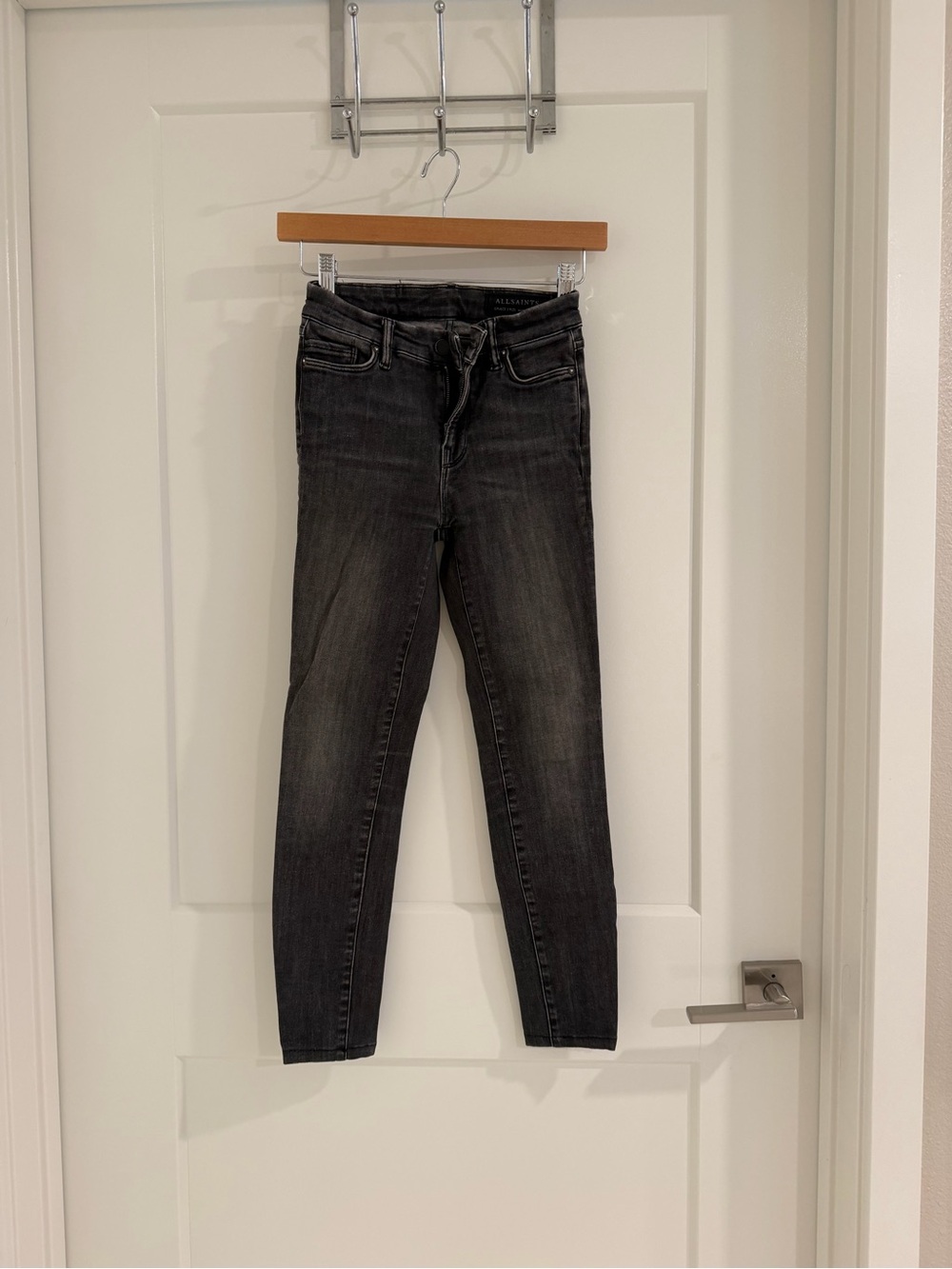Allsaints Black Washed Skinny Jeans